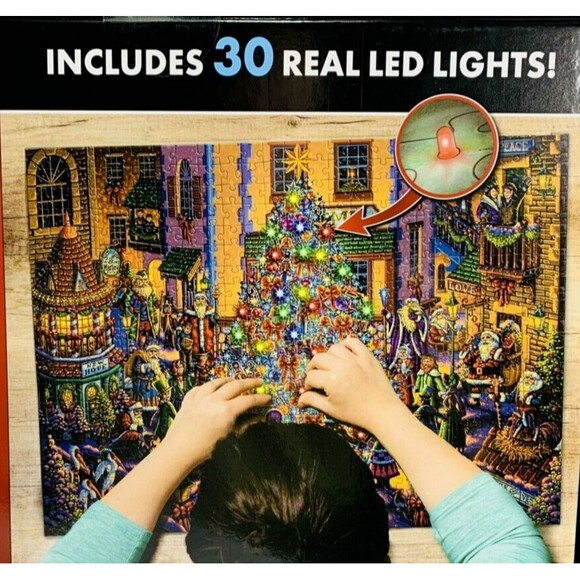 Dowdle Holiday Magic Light-Up Puzzle 500 pc Christmas Tree Santas 30 LED Sealed - Picture 4 of 11